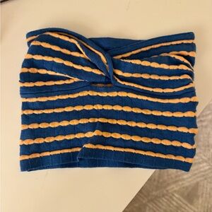 Blue and Yellow Striped Cropped Top
